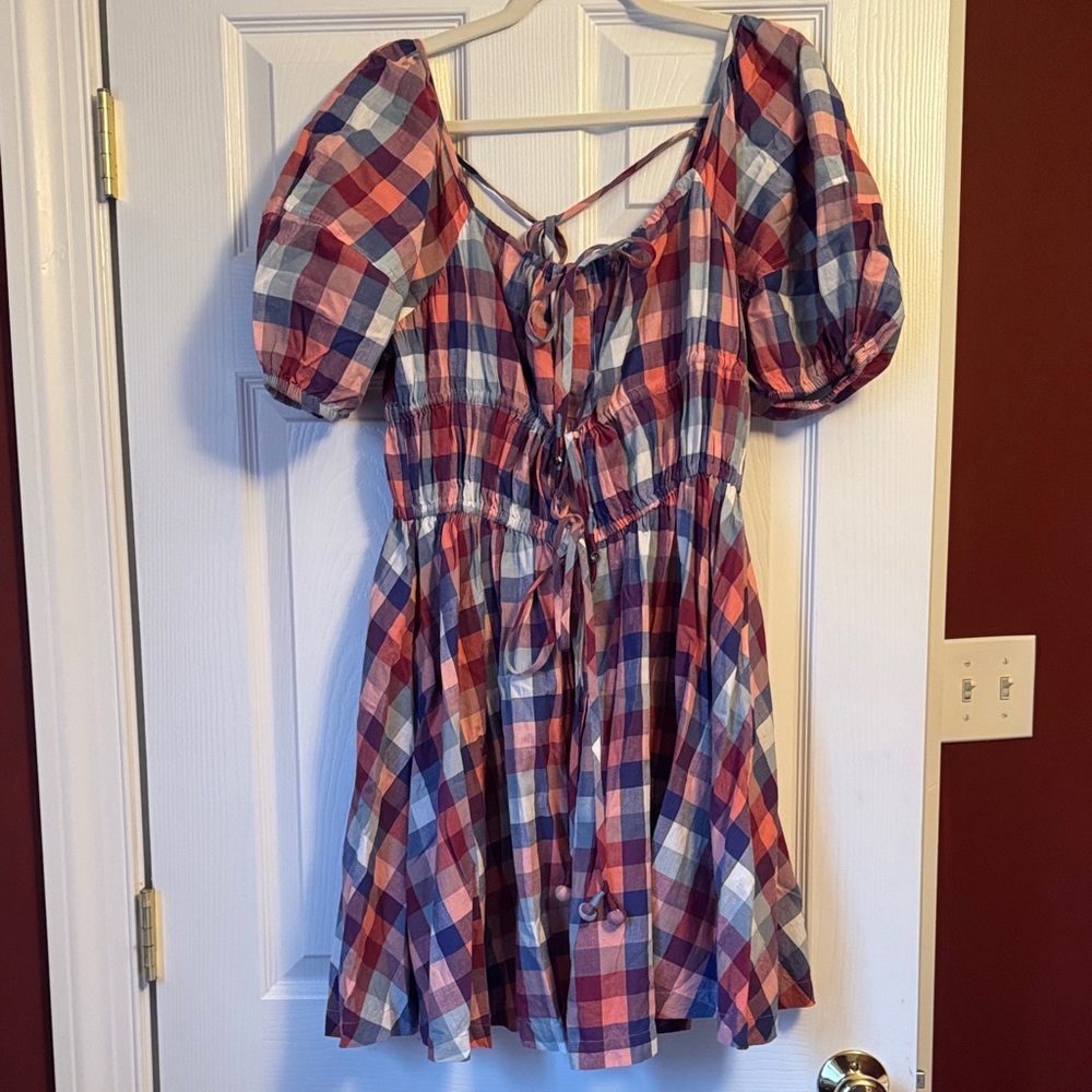 Plaid Puff Sleeve Dress